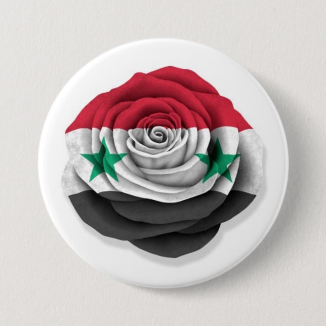 Syrianroflagga på vit knapp (Framsida)