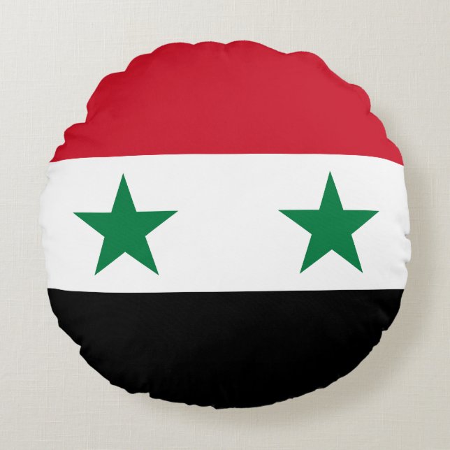 Syrias gamla flagga rund kudde (Framsidan)