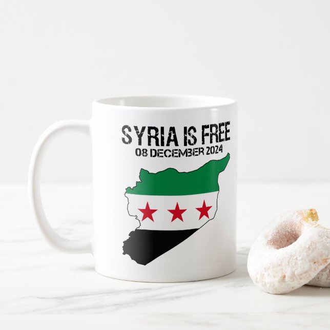 Syrien är fritt syriskt fritt från Flagga Syrien Kaffemugg (Med munk)