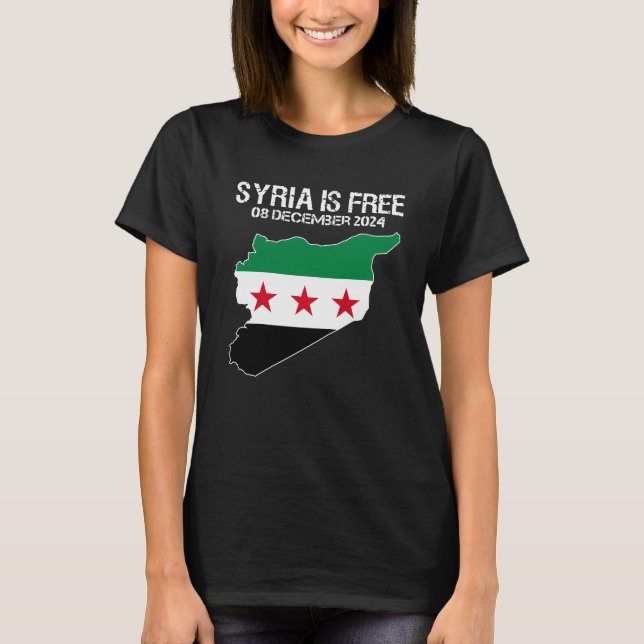 Syrien är fritt syriskt fritt från Flagga Syrien T Shirt (Framsida)