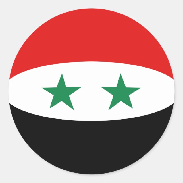 Syrien Fisheye Flagga Klistermärke (Framsida)