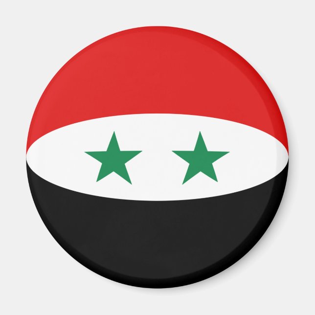 Syrien Fisheye Flagga Magnet (Framsidan)
