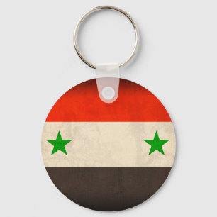 Syrien flagga bekymrade Keychain Nyckelring