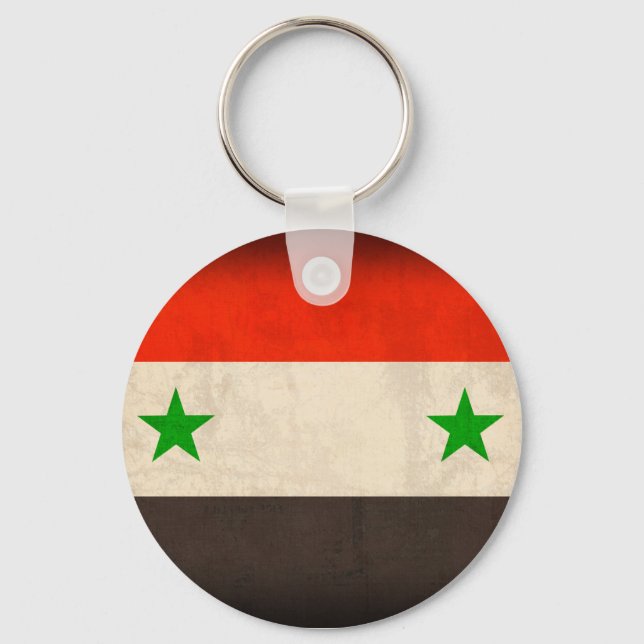 Syrien Flagga Distress Keychain Nyckelring (Framsida)