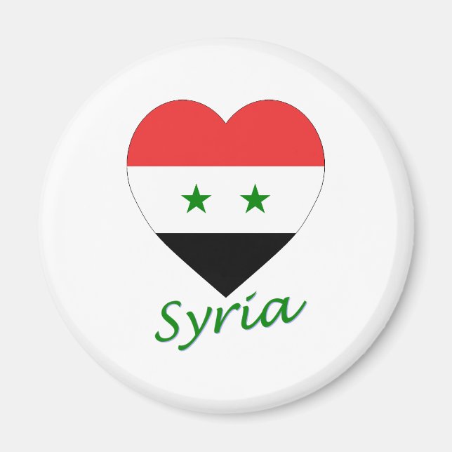 Syrien Flagga Heart Magnet (Framsidan)