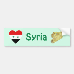 Syrien Flagga Hjärta + Kart Dekal