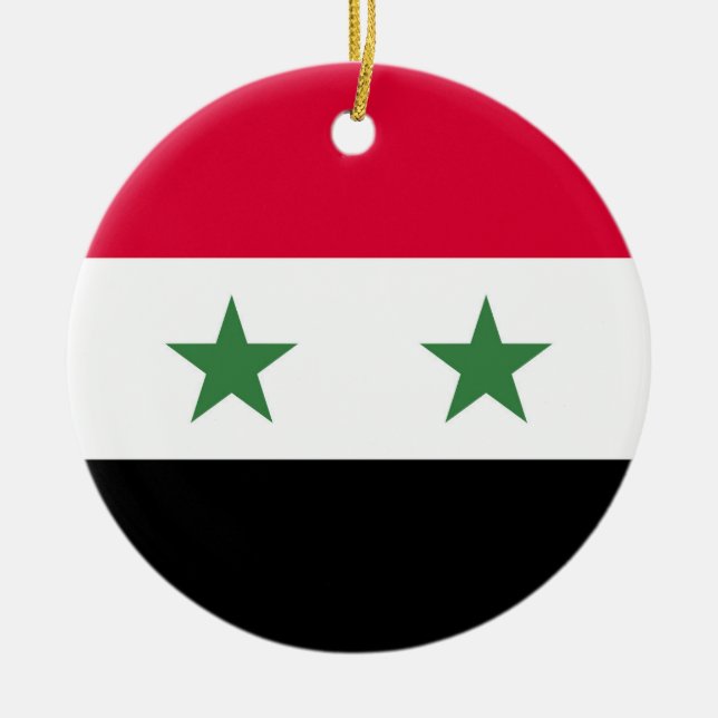 Syrien flagga julgransprydnad keramik (Framsidan)