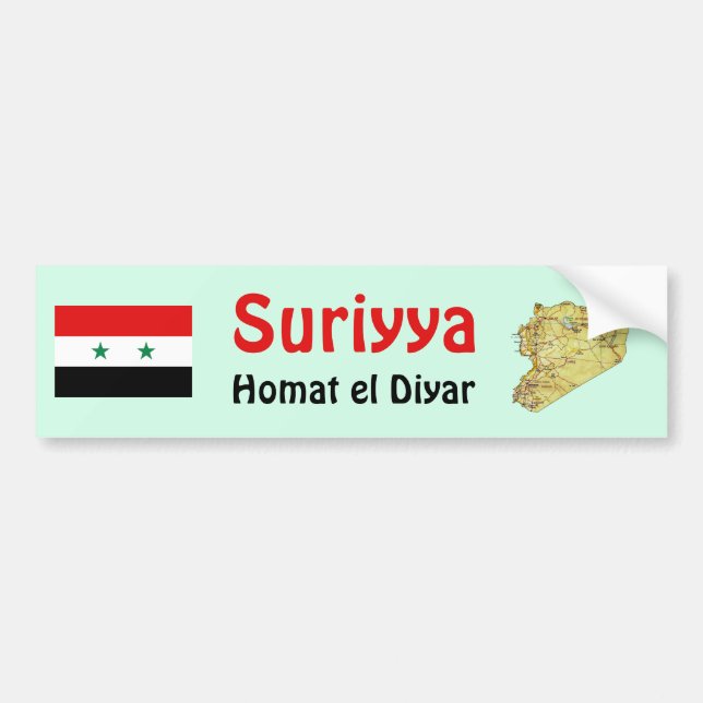 Syrien Flagga + Kart Dekal (Framsidan)