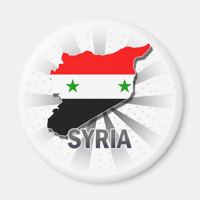 Syrien Flagga Karta 2.0 Magnet (Framsidan)