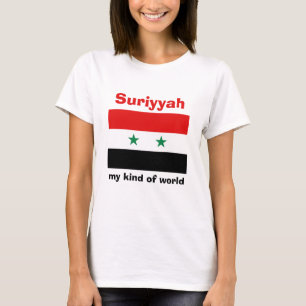 Syrien Flagga + Karta + Text T-Shirt