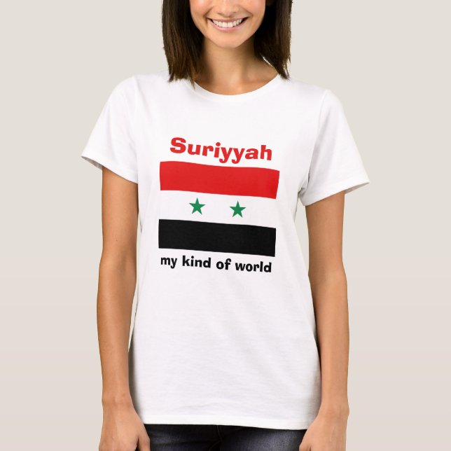 Syrien Flagga + Karta + Text T-Shirt (Framsida)