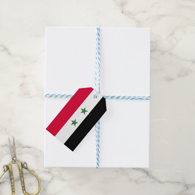 Syrien flagga presentetikett (Med Snöre)