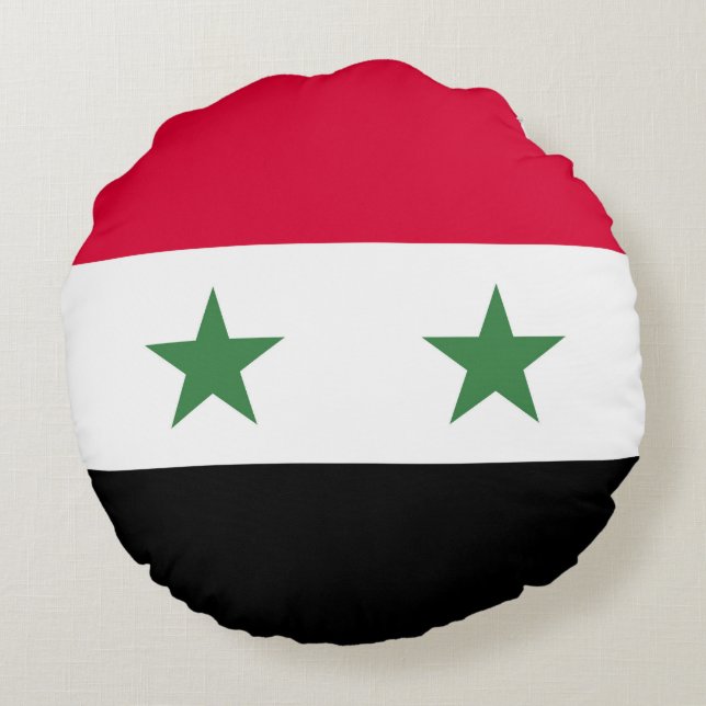 Syrien flagga rund kudde (Baksidan)