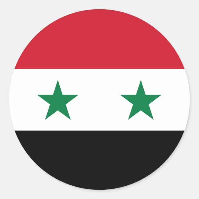 Syrien Flagga Runt Klistermärke (Framsida)