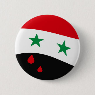 Syrien flagga som vinkar med röd tårar för blod knapp