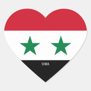 Syrien Flagga Splendid Patriotic Hjärtformat Klistermärke