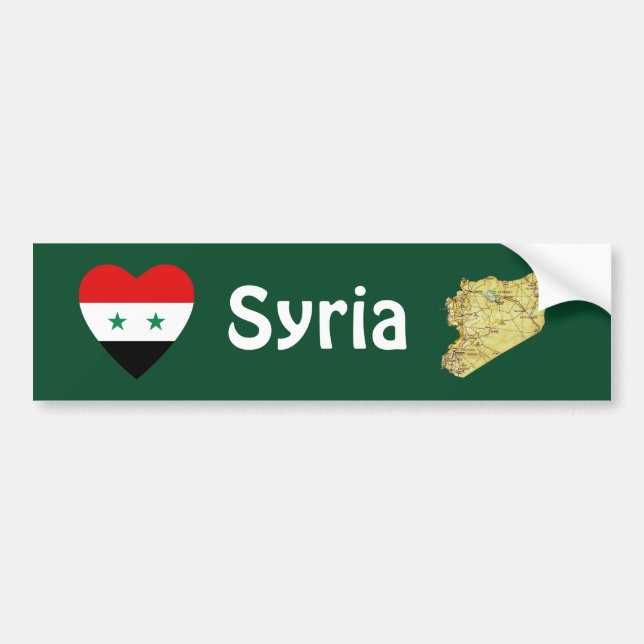 Syrien flaggahjärta + Kartabildekal Bildekal (Framsidan)