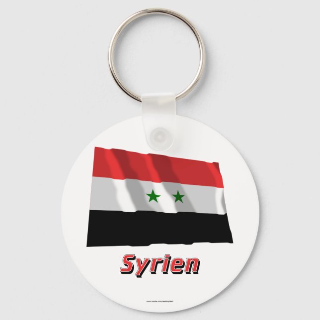 Syrien Fliegende Flagge mit Namen Nyckelring (Framsida)