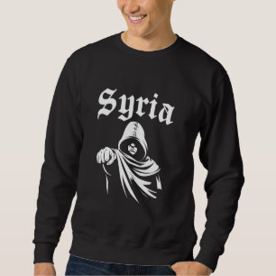 Syrien Gift Flagga Syriens Vintage Syrian Damaskus Lång Ärmad Tröja