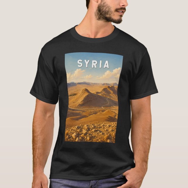 Syrien Illustration Resa Konst Vintage T Shirt (Framsida)