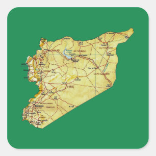 Syrien Kartdekal Fyrkantigt Klistermärke