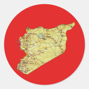 Syrien Kartdekal Runt Klistermärke