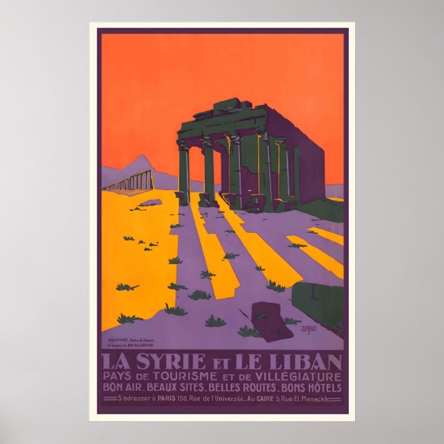 Syrien Palmyra Libanon Vintage Resa Poster Tryck (Framsidan)