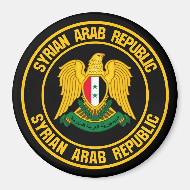 Syrien Round Emblem Magnet (Framsidan)