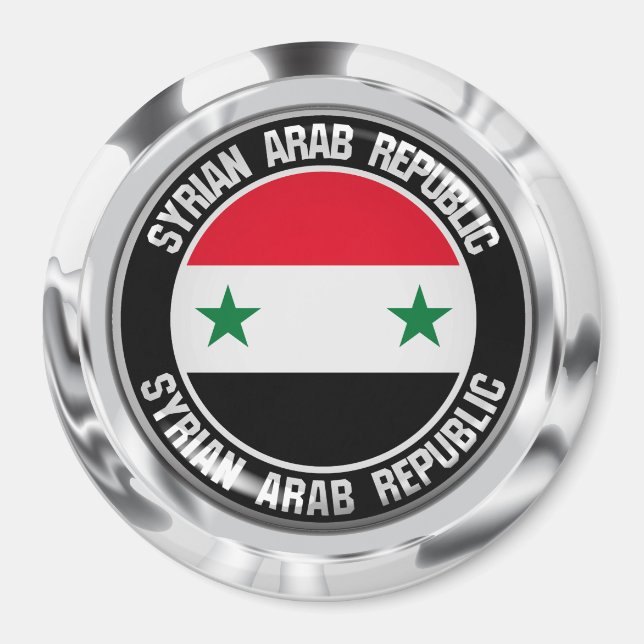 Syrien Round Emblem Magnet (Framsidan)