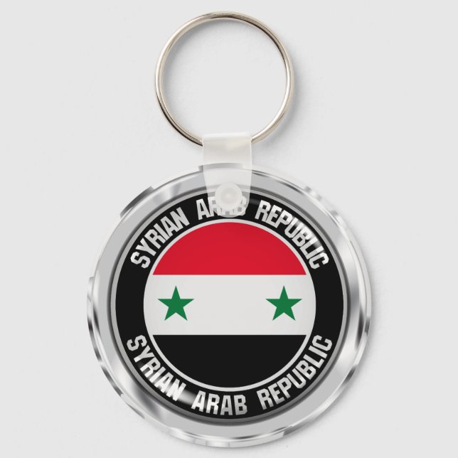 Syrien Round Emblem Nyckelring (Framsida)
