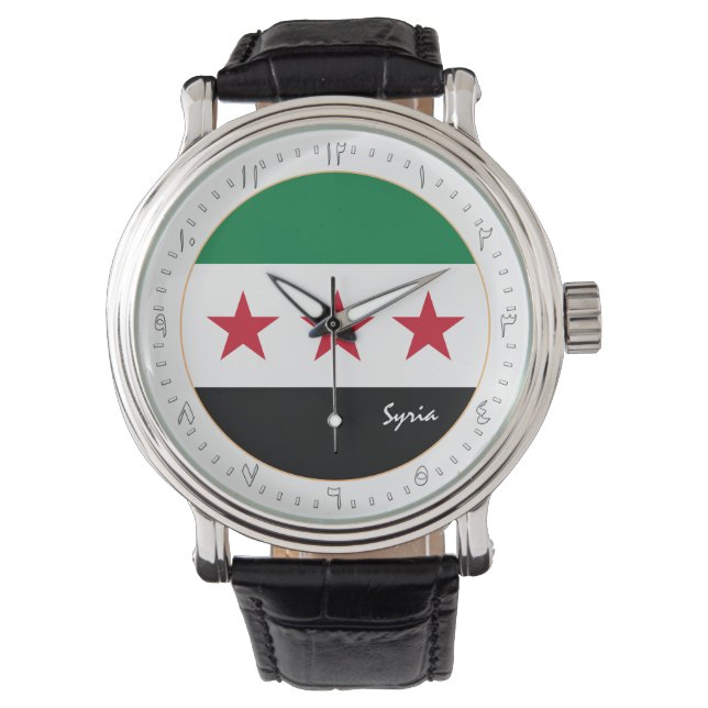 Syrien Självständighet, syriska Flagga, arabiska s Armbandsur (Framsida)