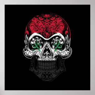 Syrien Skull och Ro Flagga Poster