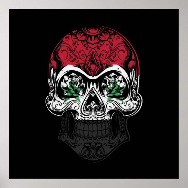 Syrien Skull och Ro Flagga Poster (Framsidan)