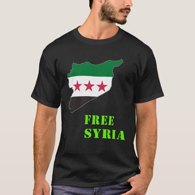 Syrien,Syrien,Free syria Flagga. T Shirt (Framsida)