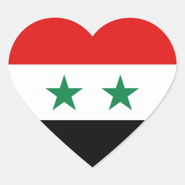 Syriens Flagga Heart Sticker Hjärtformat Klistermärke (Framsida)