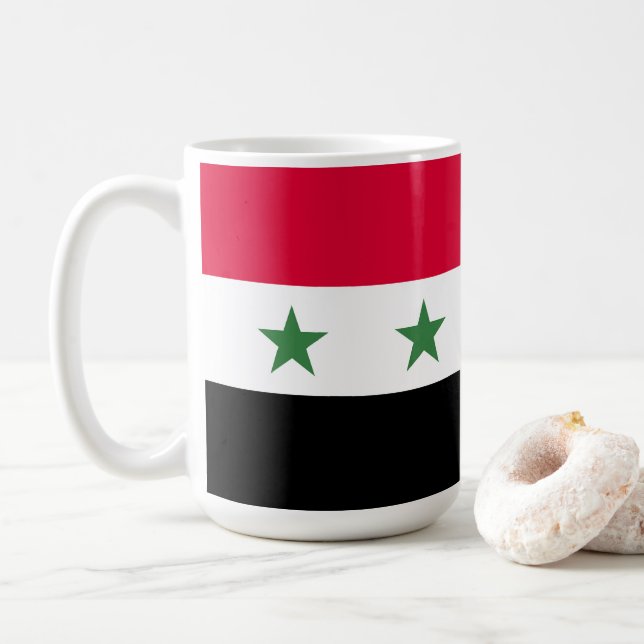 Syriens flagga kaffemugg (Med munk)
