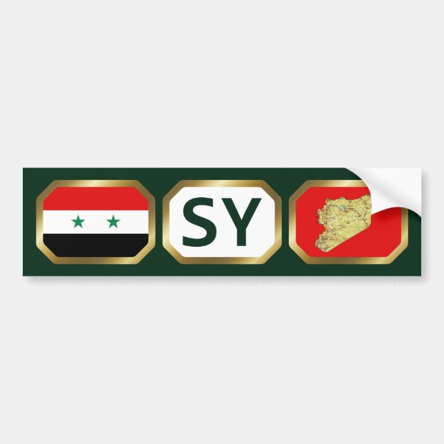 Syriens Flagga Karta Code Bumper Sticker Bildekal (Framsidan)