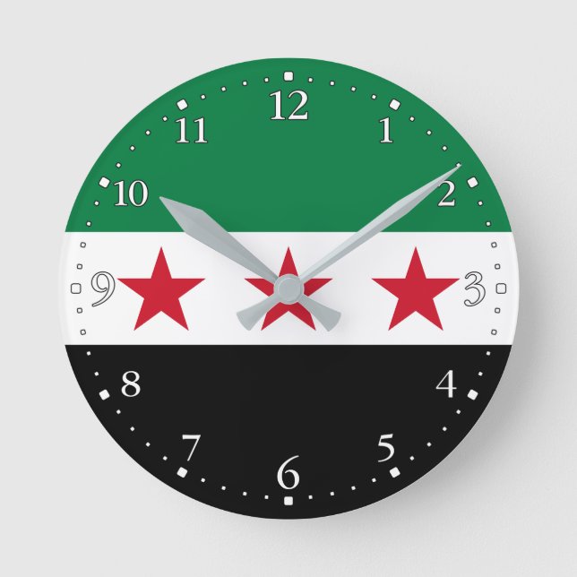 Syriens flagga rund klocka (Framsida)