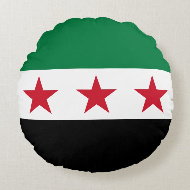 Syriens flagga rund kudde (Framsidan)