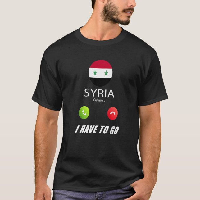Syriens Flagga Souvenir Syrien ringer T Shirt (Framsida)