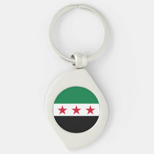 Syriens flagga swirl silverfärgad nyckelring