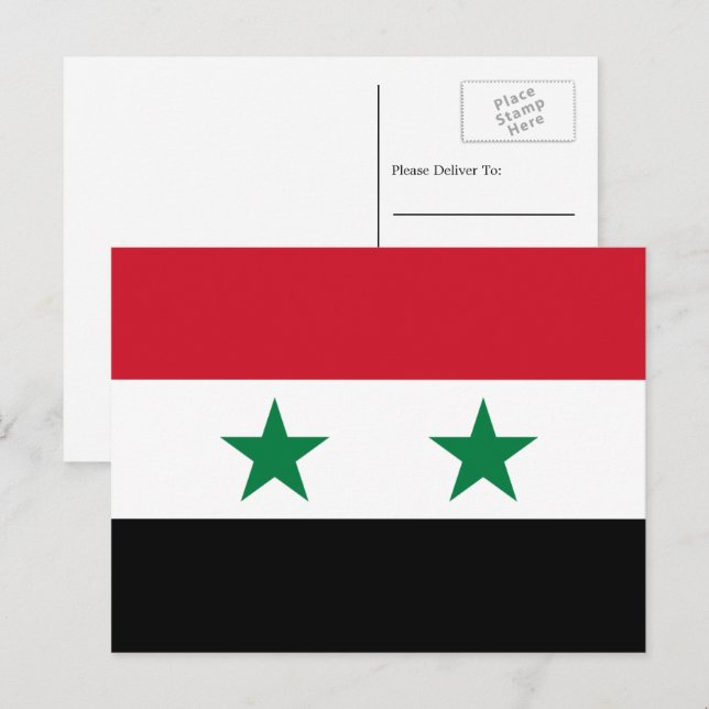 Syriens Flagga, Syriens Flagga Vykort (Fram/baksida)