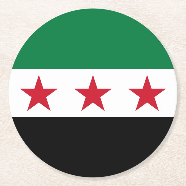 Syriens flagga underlägg papper rund (Framsidan)