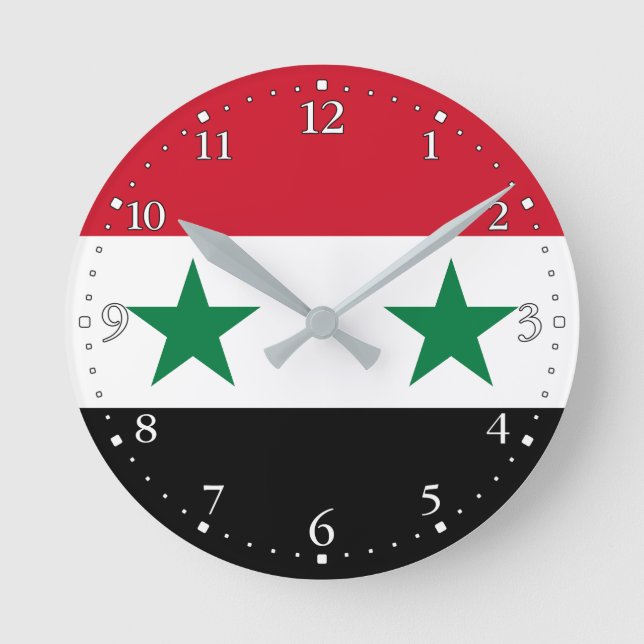 Syriens gamla flagga rund klocka (Framsida)
