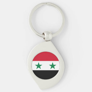 Syriens gamla flagga swirl silverfärgad nyckelring