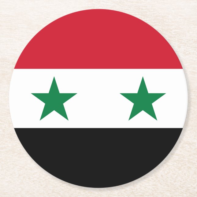 Syriens gamla flagga underlägg papper rund (Framsidan)