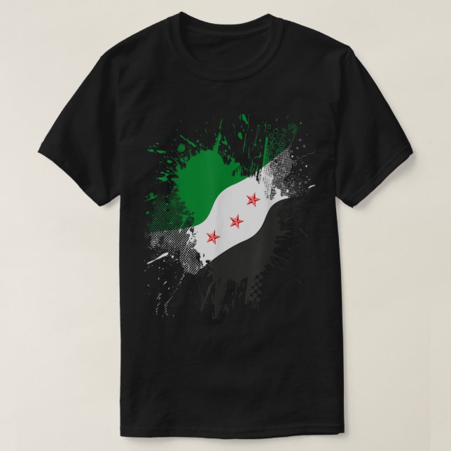 Syriens Revolution Grönt Syrian Flagga Free Syrien T Shirt (Design framsida)