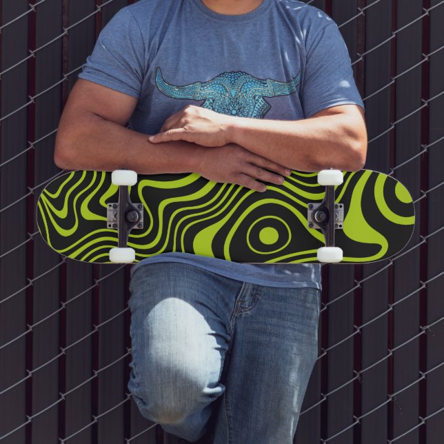 Syringa Lime Cool Design Psykedelisk Våg Mini Skateboard Bräda 18,5 Cm (Utomhus 3)