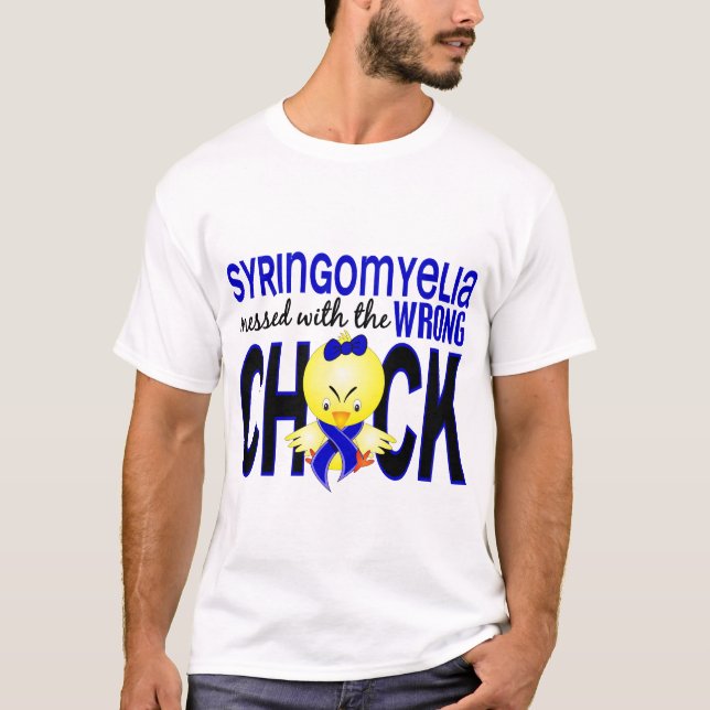 Syringomyelia rörade med den fla chicken tee shirt (Framsida)