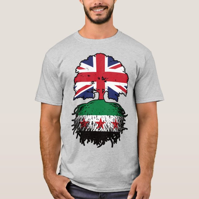 Syriska brittiska rötter och kronträd t shirt (Framsida)